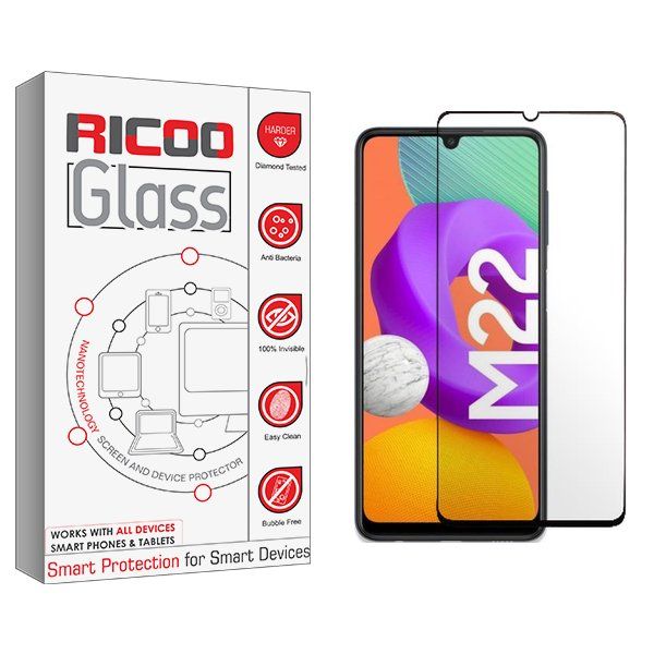 محافظ صفحه نمایش شیشه ای ریکو مدل RiC2 Full مناسب برای گوشی موبایل سامسونگ Galaxy M22