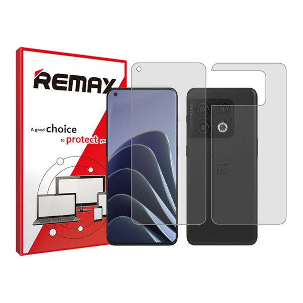 محافظ صفحه نمایش شفاف ریمکس مدل Anti Shock مناسب برای گوشی موبایل وان پلاس 10Pro به همراه محافظ پشت گوشی