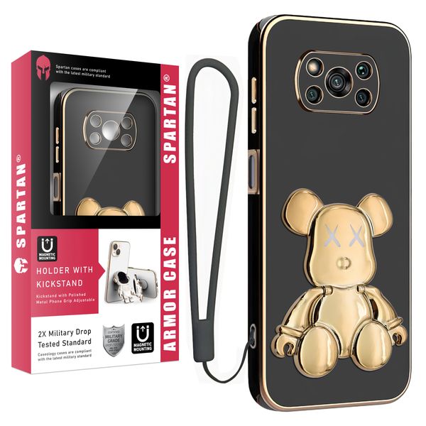 کاور اسپارتان مدل Teddy Bear مناسب برای گوشی موبایل شیائومی Poco X3 / X3 Pro به همراه بند نگهدارنده