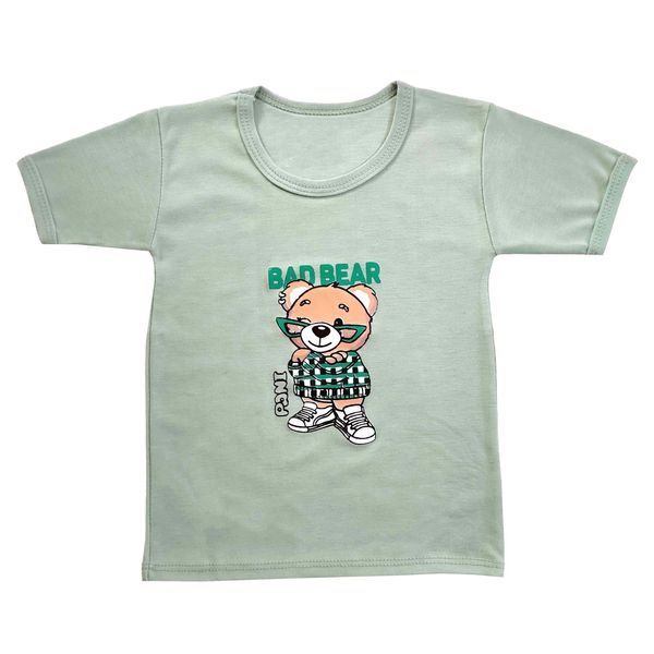 ست تی شرت و شلوارک پسرانه مدل خرس کد 3934 رنگ سبز