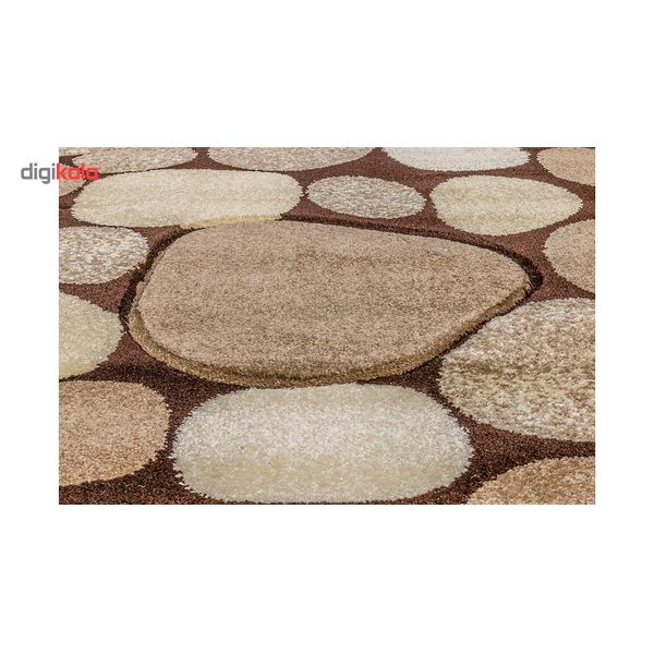 فرش ماشینی سهند کد C036.XO طرح سنگی زمینه گردوئی