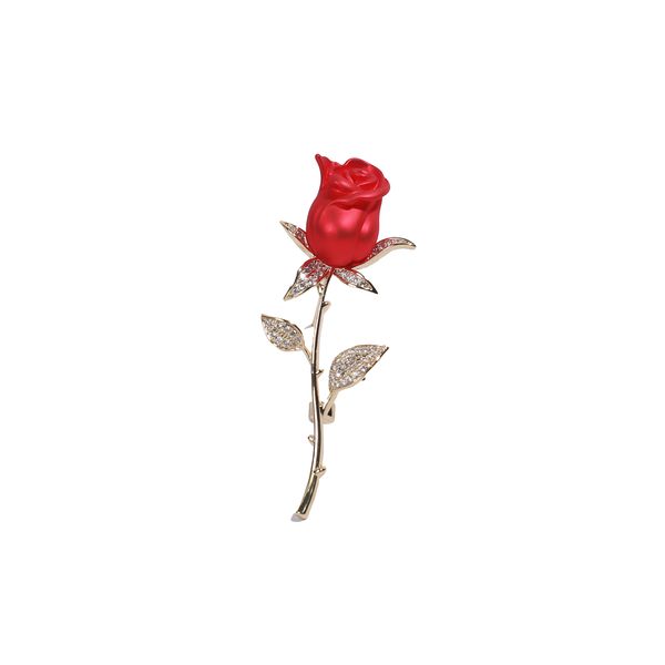گل سینه زنانه مدل نگین دار طرح گل رز کد 112007014