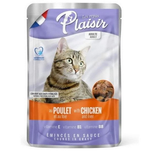 غذای پوچ گربه پلازیر مدل Chicken وزن 100 گرم