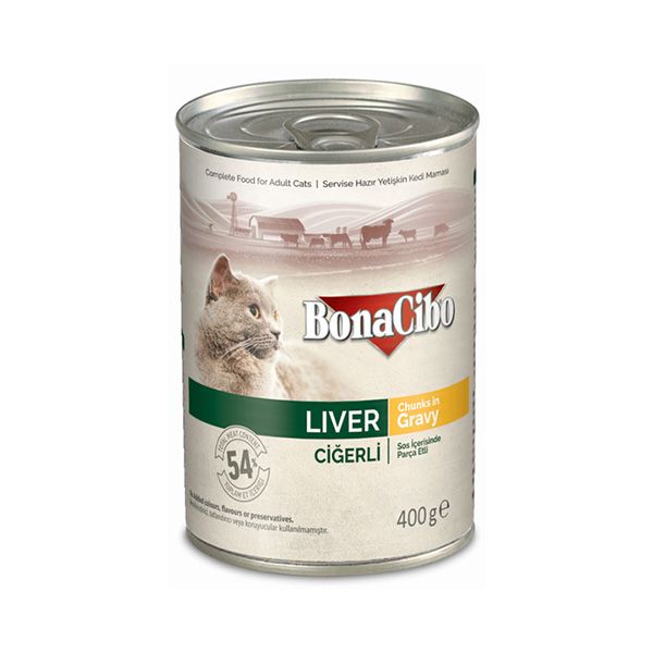 کنسرو غذای گربه بوناسیبو مدل Liver وزن 400 گرم
