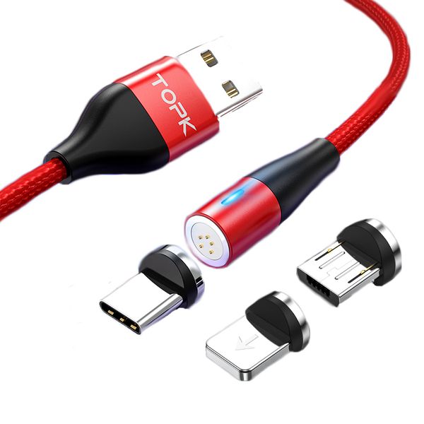 کابل تبدیل USB به microUSB/ لایتنینگ /USB-C تاپکی مدل AM64 - 3A طول 1 متر