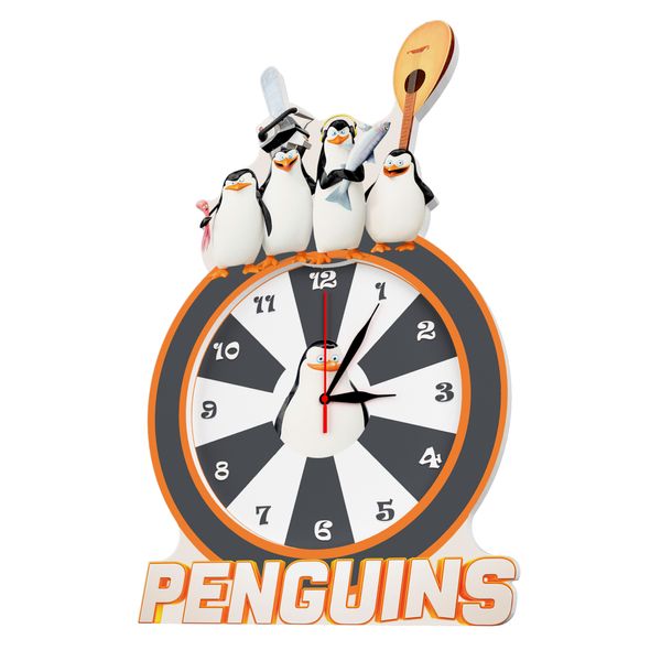 ساعت دیواری کودک طرح پنگوئن ها‌ کد Cl-77