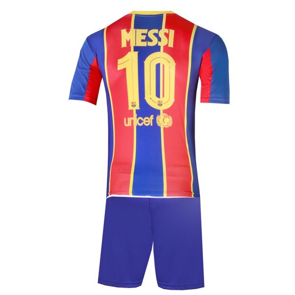 ست پیراهن و شورت ورزشی پسرانه طرح بارسلونا مدل مسی 2021