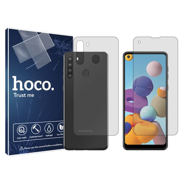 محافظ صفحه نمایش شفاف  هوکو مدل HyGEL مناسب برای گوشی موبایل سامسونگ Galaxy A 21 به همراه محافظ پشت گوشی