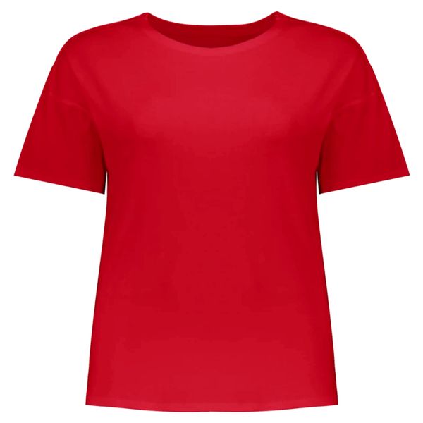 تی شرت آستین کوتاه زنانه مدل ساده کد G4290 رنگ قرمز