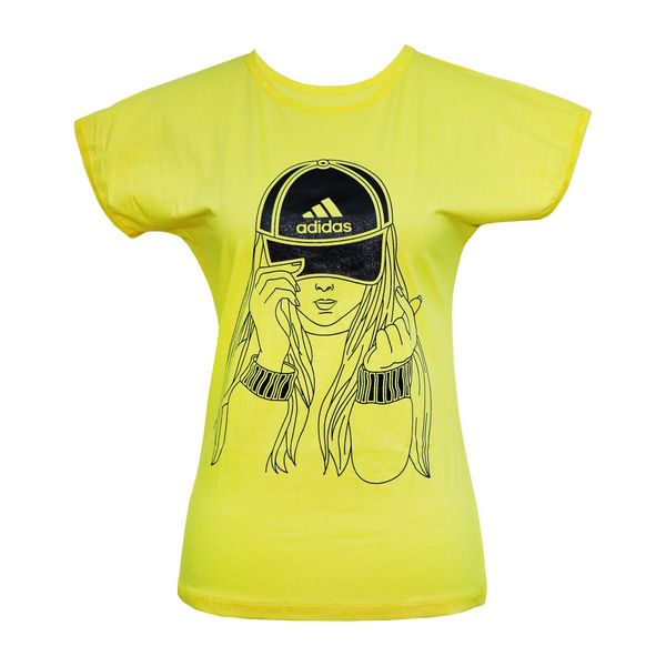تی شرت زنانه مدل Girl Hat رنگ زرد