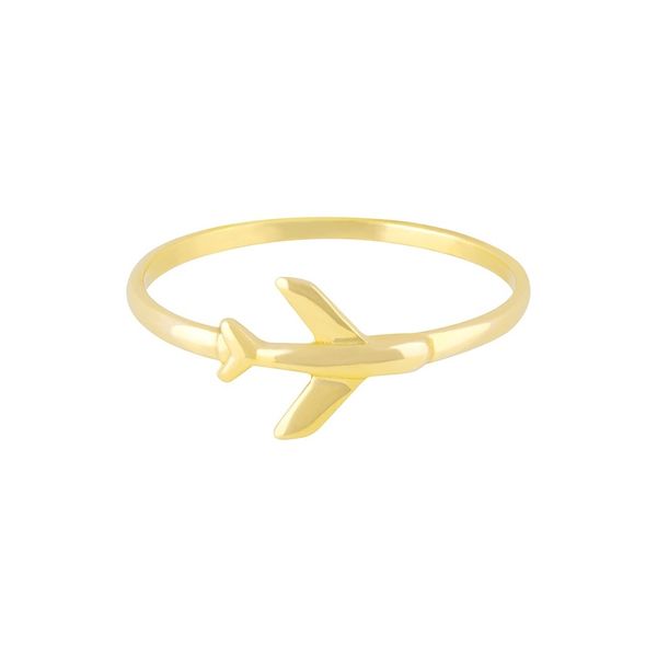 انگشتر طلا 18 عیار زنانه طلا و جواهر درریس مدل هواپیما