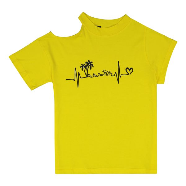 تی شرت آستین کوتاه دخترانه سون پون مدل G807 رنگ زرد