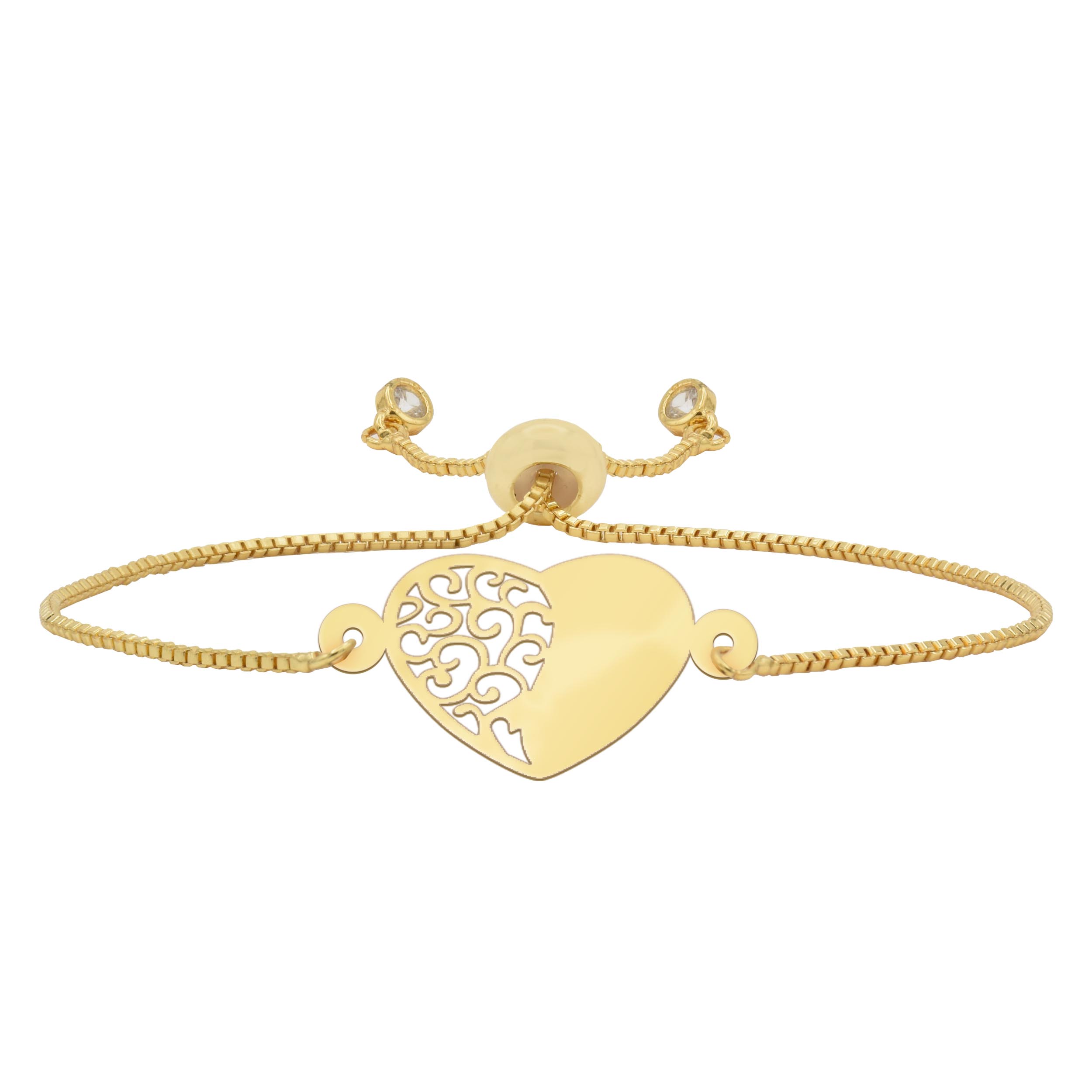 دستبند طلا 18 عیار زنانه شمیم گلد گالری مدل قلب D21