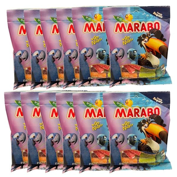پاستیل لقمه ای میوه ای مارابو - 50 گرم بسته 12 عددی