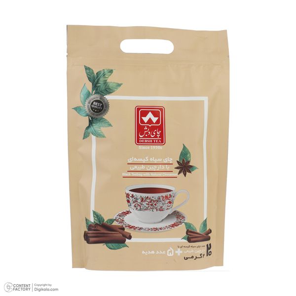چای سیاه کیسه ای با دارچین طبیعی چای دبش - 2 گرم بسته 20 عددی 