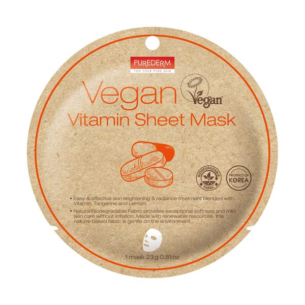 ماسک صورت پیوردرم سری Vegan مدل Vitamin وزن 23 گرم