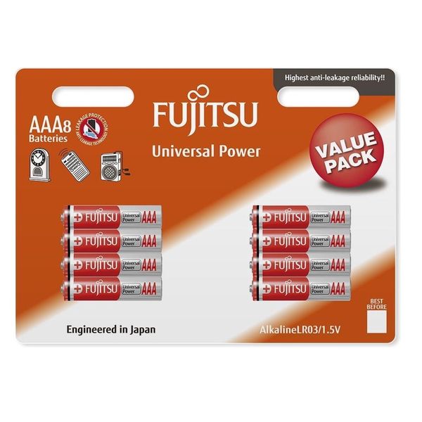 باتری نیم قلمی  فوجیتسو مدل Universal Power LR03 بسته 8 عددی