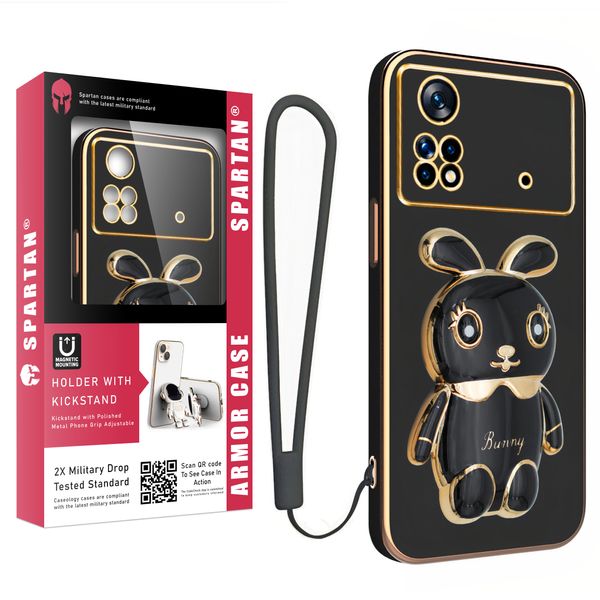 کاور اسپارتان مدل Bunny مناسب برای گوشی موبایل شیائومی Poco X4 Pro 4G به همراه بند نگهدارنده