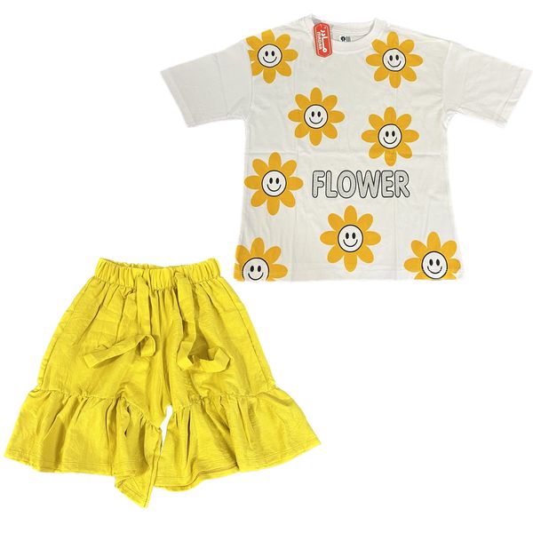 ست تی شرت و شلوارک زنانه مادر مدل Sun flower رنگ زرد