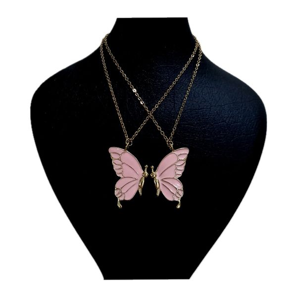 گردنبند زنانه مدل پروانه دوستی مجموعه دو عددی 