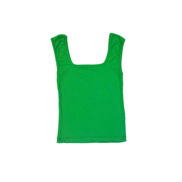 کراپ‌تاپ زنانه مدل کبریتی یقه خشتی رنگ سبز