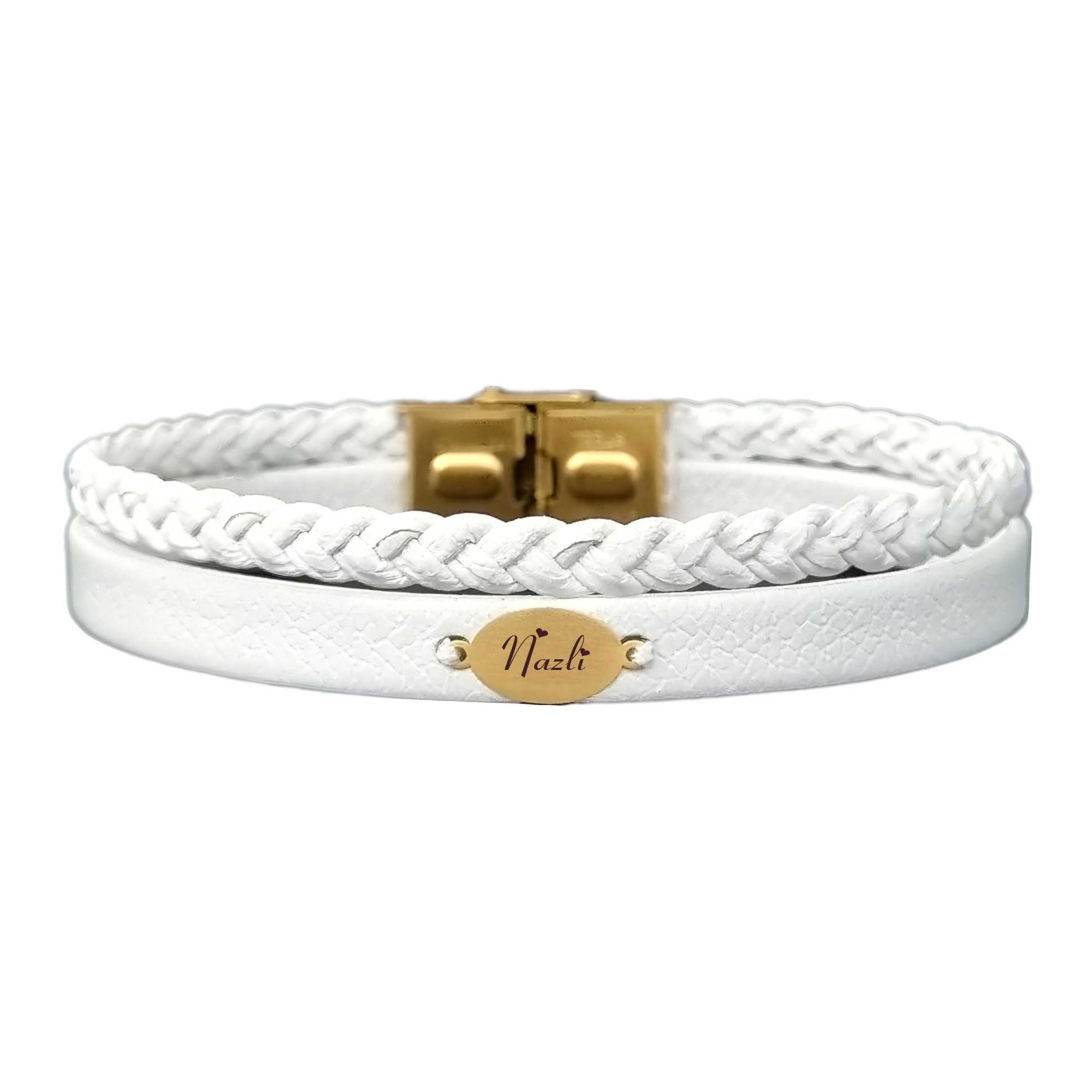 دستبند طلا 18 عیار زنانه لیردا مدل اسم نازلی 6711