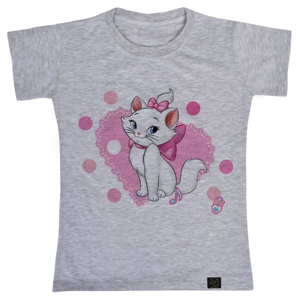تی شرت آستین کوتاه دخترانه 27 مدل گربه ی اشرافی کد WN566
