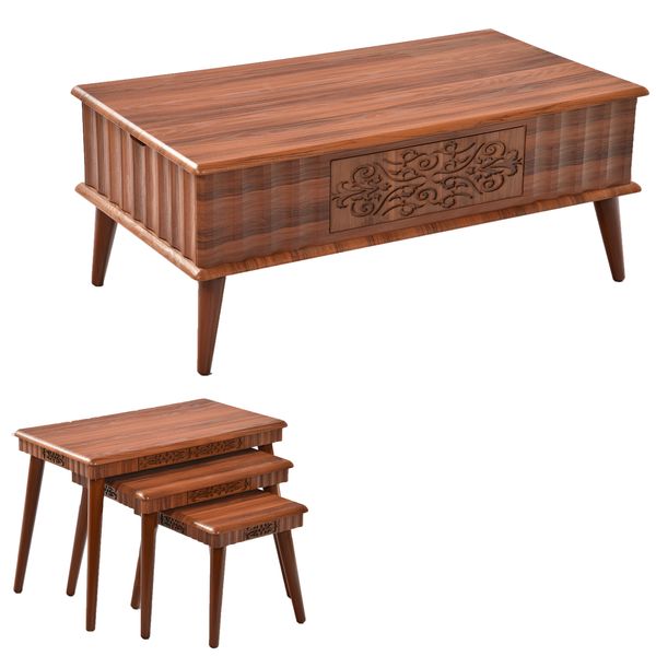 میز پذیرایی میز چوب مدل چستر مجموعه 4 عددی