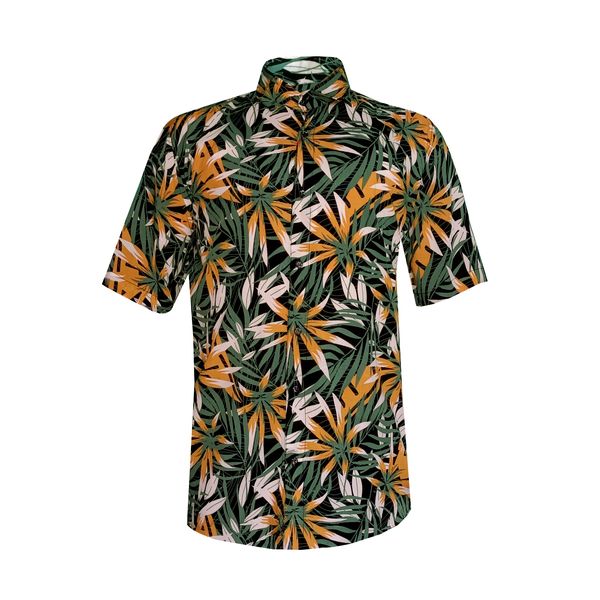 پیراهن آستین کوتاه مردانه مدل هاوایی برگ کد GR-NA
