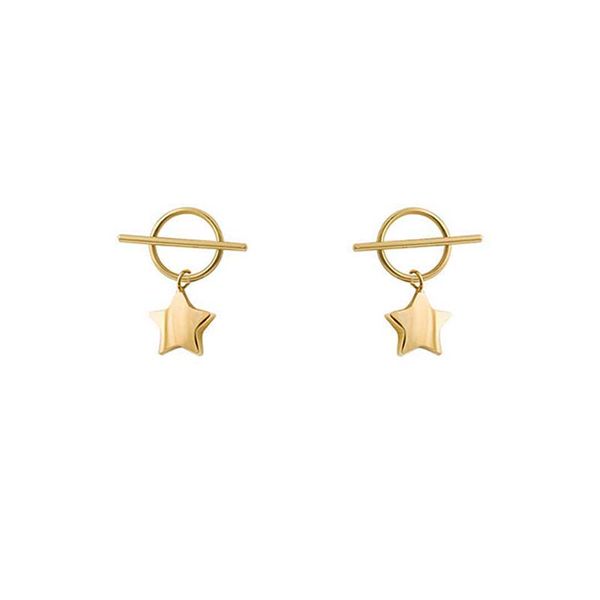 گوشواره طلا 18 عیار زنانه اُرِل گالری مدل دایره خط و ستاره دامله