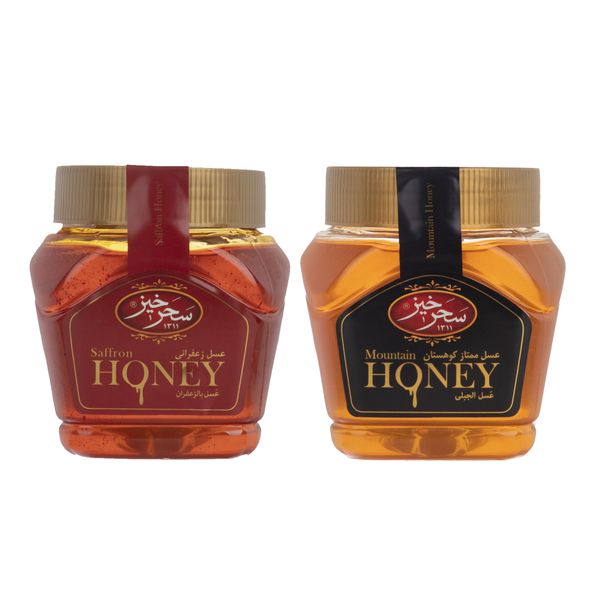 عسل کوهستان و عسل زعفرانی سحرخیز - 450 گرم مجموعه 2 عددی