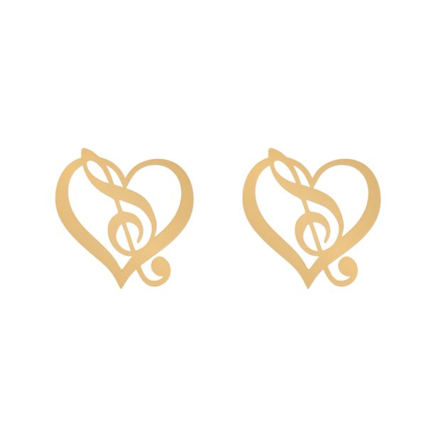 گوشواره طلا 18 عیار زنانه شمیم گلد گالری مدل قلب و نت موسیقی G15