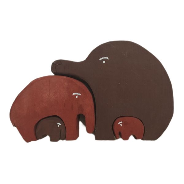 اسباب بازی چوبی مدل فیل خانواده 