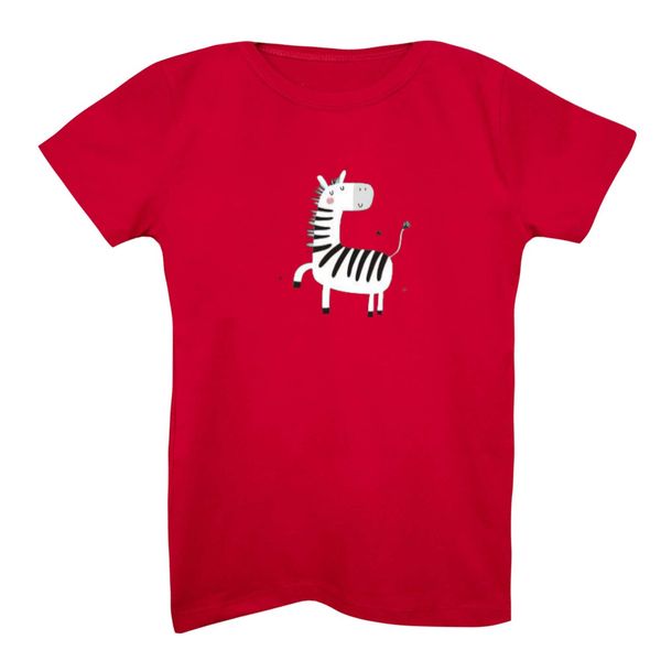تی شرت آستین کوتاه بچگانه مدل گورخر کد 3 رنگ قرمز