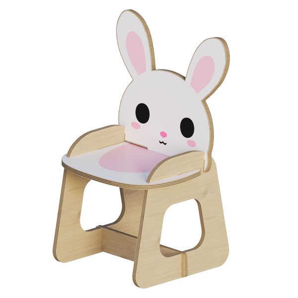 ست میز و صندلی کودک مدل باغ وحش چوبی طرح خرگوش و تک‌شاخ