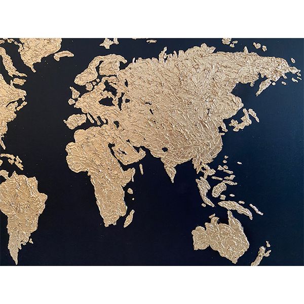 تابلو نقاشی ورق طلا مدل نقشه جهان کد 10080