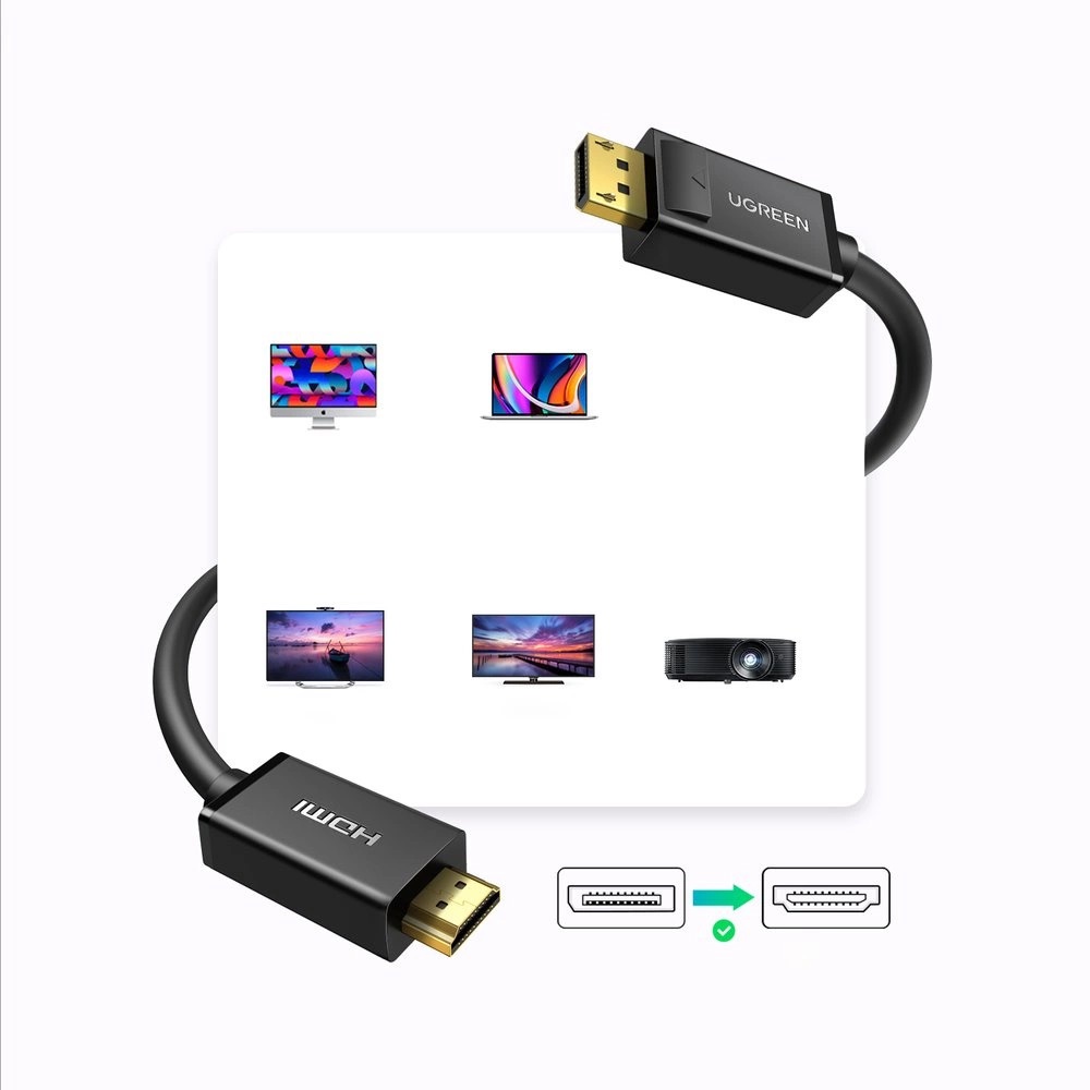 کابل تبدیل DisplayPort به HDMI یوگرین مدل DP101-10238 طول 1 متر