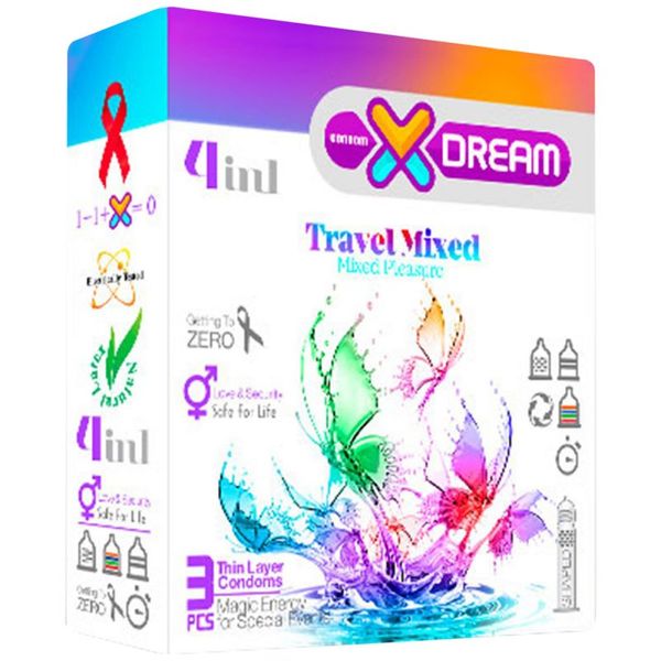 کاندوم ایکس دریم مدل Travel Mixed بسته 3 عددی