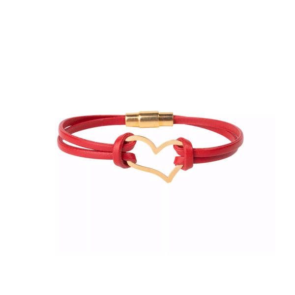 دستبند طلا 18 عیار زنانه روبی آرت گالری مدل قلبی -1