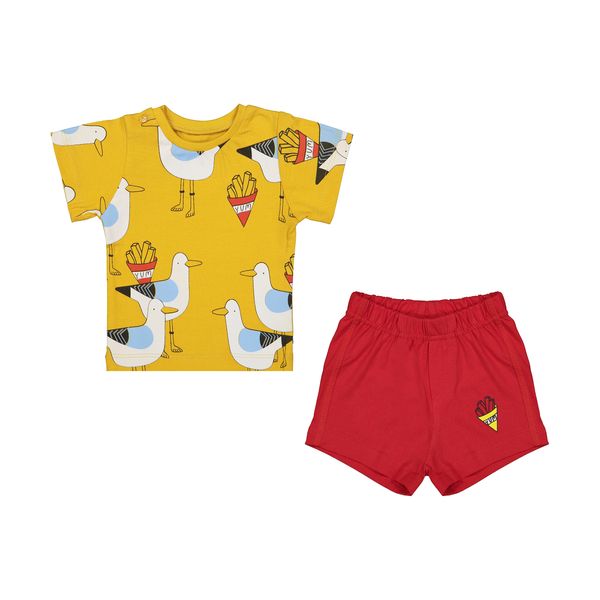 ست تی شرت آستین کوتاه و شلوارک نوزادی پسرانه جی بی جو مدل 70161-15