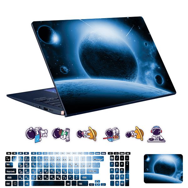 استیکر لپ تاپ توییجین و موییجین طرح Space  کد 154 مناسب برای لپ تاپ 15.6 اینچ به همراه برچسب حروف فارسی کیبورد