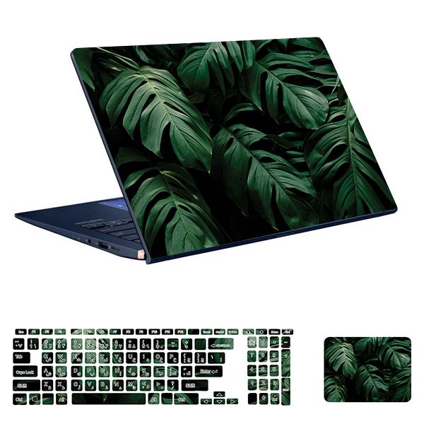 استیکر لپ تاپ توییجین و موییجین طرح Green کد 01 مناسب برای لپ تاپ 15.6 اینچ به همراه برچسب حروف فارسی کیبورد