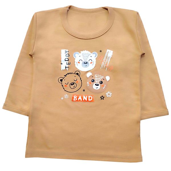 ست تی شرت و شلوار نوزادی مدل کله خرس کد 3927 رنگ نسکافه ای