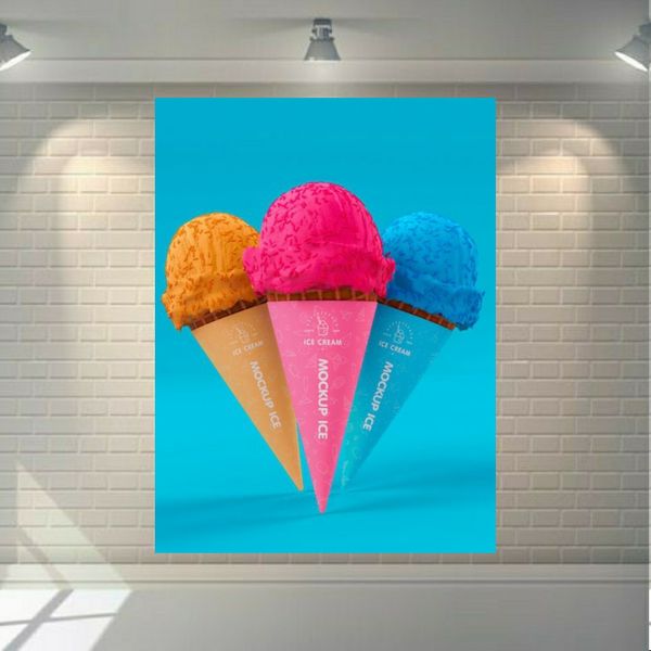 پوستر پارچه ای طرح بستنی قیفی مدل میوه ایی کد BR272