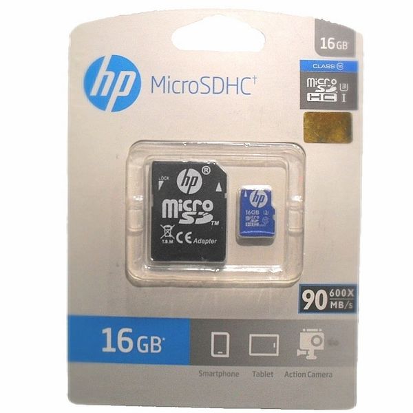 کارت حافظه microSDHC اچ پی مدل HC+ کلاس 10 استاندارد UHS-I U3 سرعت90Mb/S ظرفیت 16 گیگابایت به همراه آداپتور SD