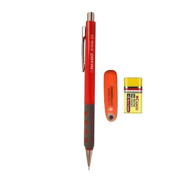 مداد نوکی 0.5 میلی متری پیکاسو مدل  x-Grip  به همراه نوک مداد نوکی و پاک کن