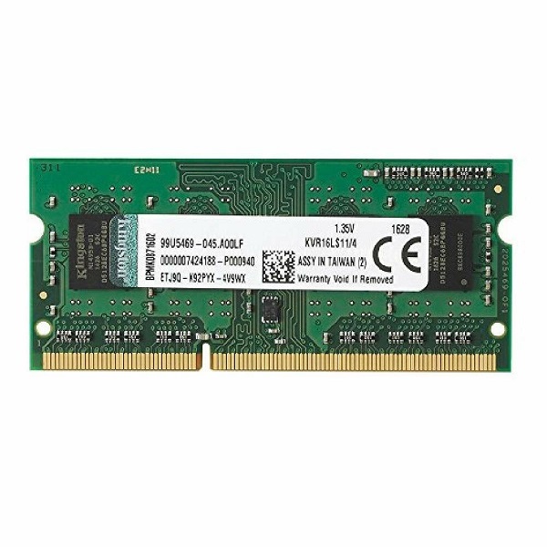 رم لپ تاپ DDR3L تک کاناله 1600 مگاهرتز CL11 کینگستون مدل KVR16LS11/GREEN PC3L ظرفیت 4 گیگابایت