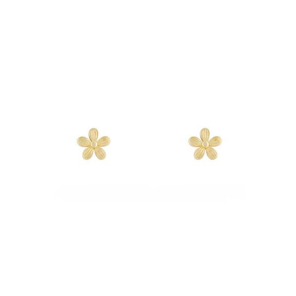 گوشواره طلا 18 عیار زنانه طلا و جواهر درریس مدل  گل شیاردار 