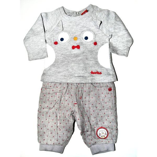 ست تی شرت و شلوار نوزادی توک توک مدل جغدی کد 37104