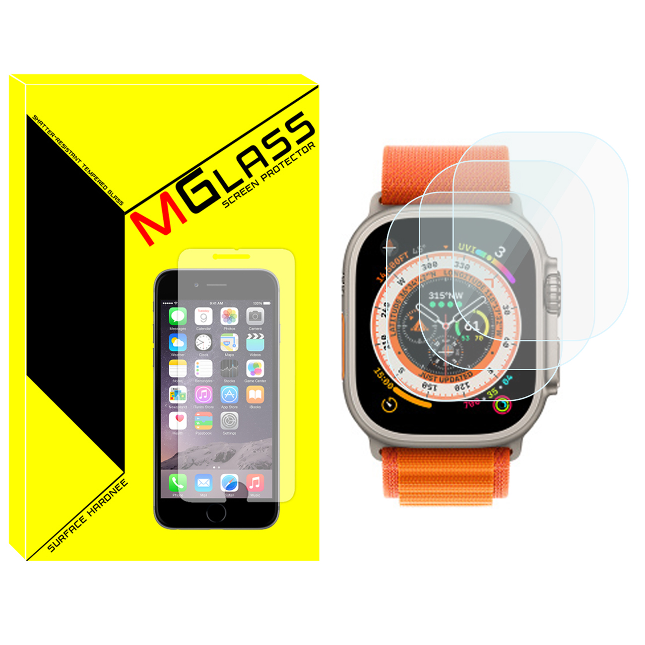 محافظ صفحه نمایش شیشه‌ای ام‌گلس مدل Glass-MG مناسب برای ساعت هوشمند هاینو تکو T89 Ultra / T99 Ultra max بسته سه عددی
